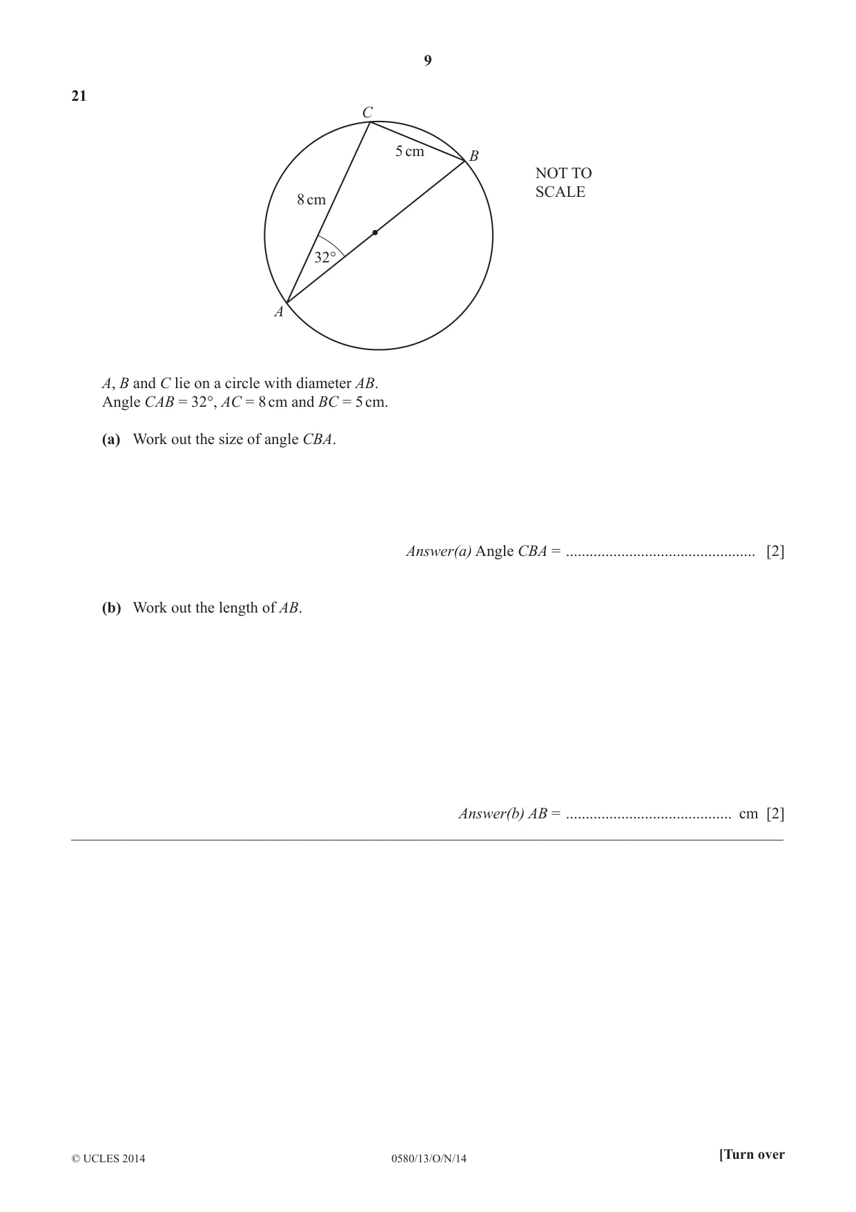 Cambridge IGCSE Mathematics 0580 2014 Oct/Nov Paper 1 · Variant 3 question paper, page 9 of 12