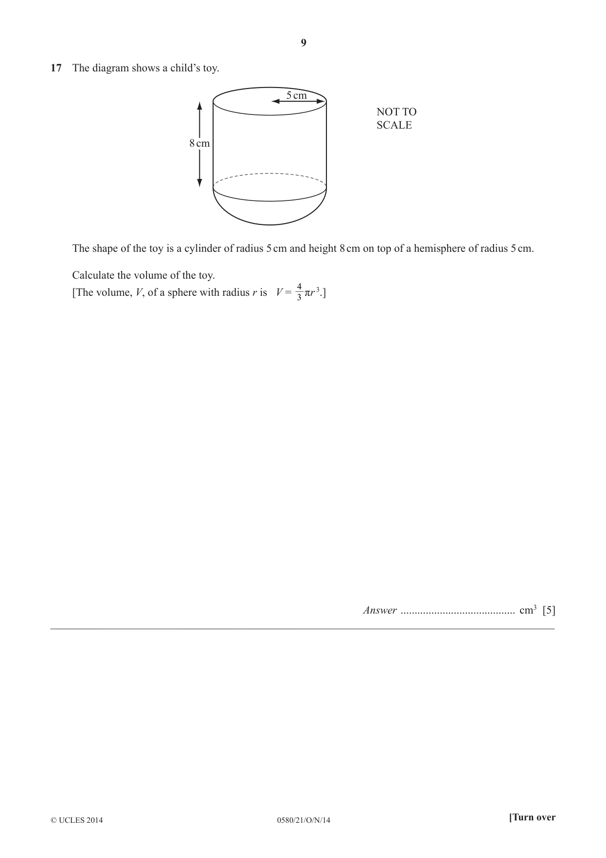 Cambridge IGCSE Mathematics 0580 2014 Oct/Nov Paper 2 · Variant 1 question paper, page 9 of 12