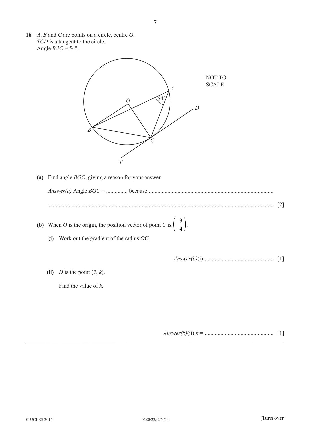 Cambridge IGCSE Mathematics 0580 2014 Oct/Nov Paper 2 · Variant 2 question paper, page 7 of 12