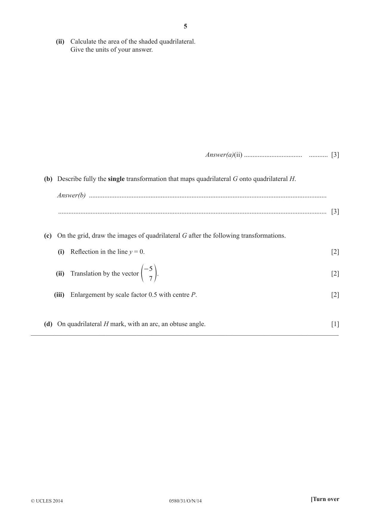 Cambridge IGCSE Mathematics 0580 2014 Oct/Nov Paper 3 · Variant 1 question paper, page 5 of 16