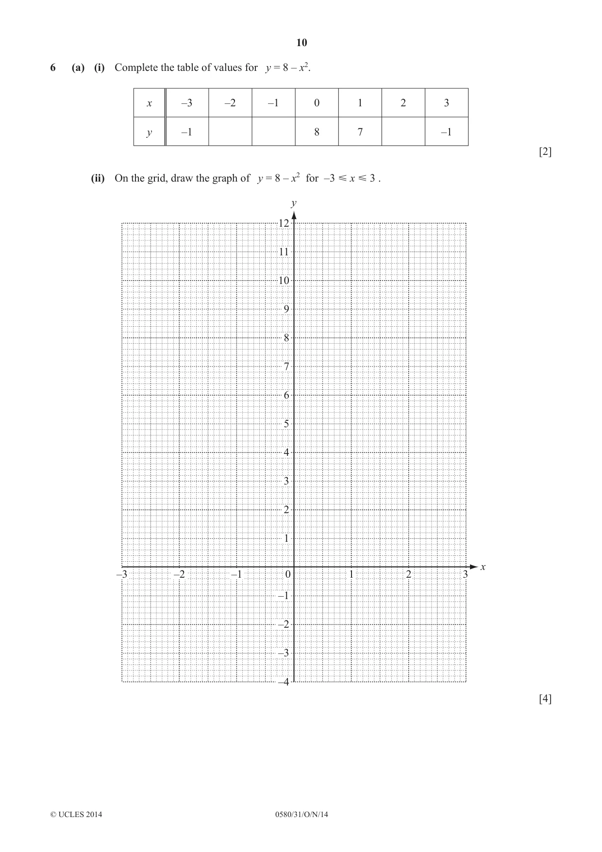 Cambridge IGCSE Mathematics 0580 2014 Oct/Nov Paper 3 · Variant 1 question paper, page 10 of 16