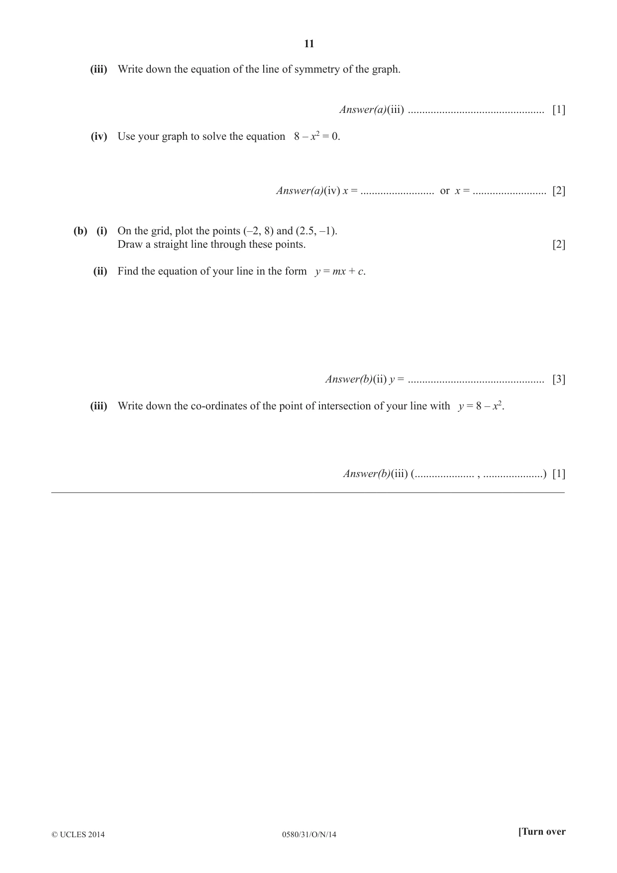 Cambridge IGCSE Mathematics 0580 2014 Oct/Nov Paper 3 · Variant 1 question paper, page 11 of 16
