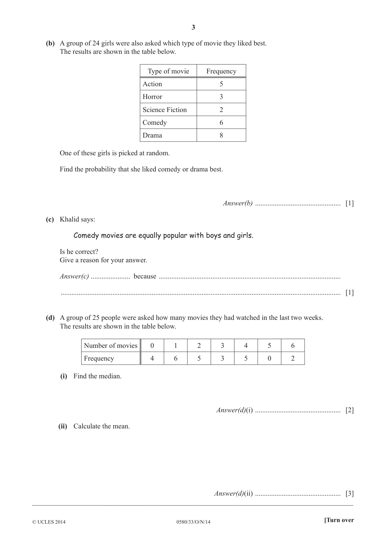 Cambridge IGCSE Mathematics 0580 2014 Oct/Nov Paper 3 · Variant 3 question paper, page 3 of 16