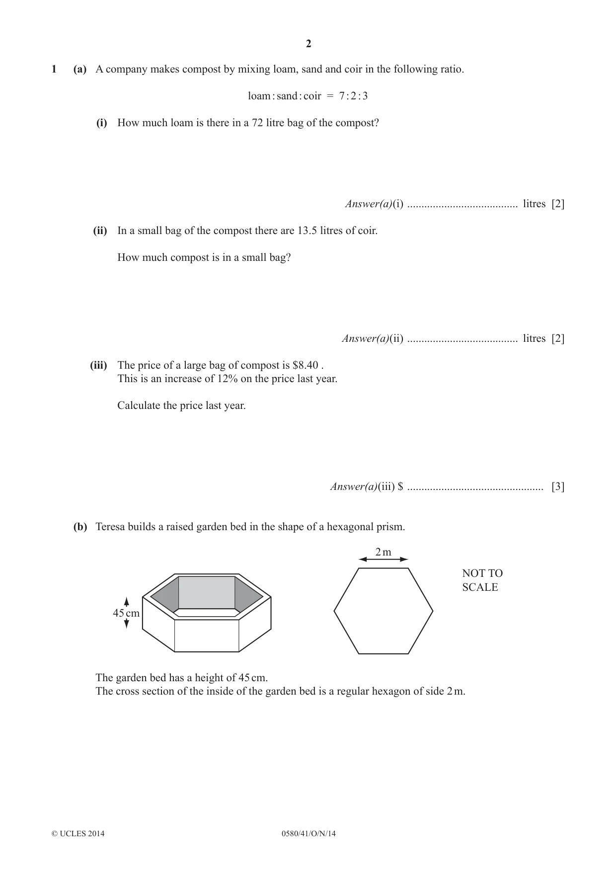 Cambridge IGCSE Mathematics 0580 2014 Oct/Nov Paper 4 · Variant 1 question paper, page 2 of 20