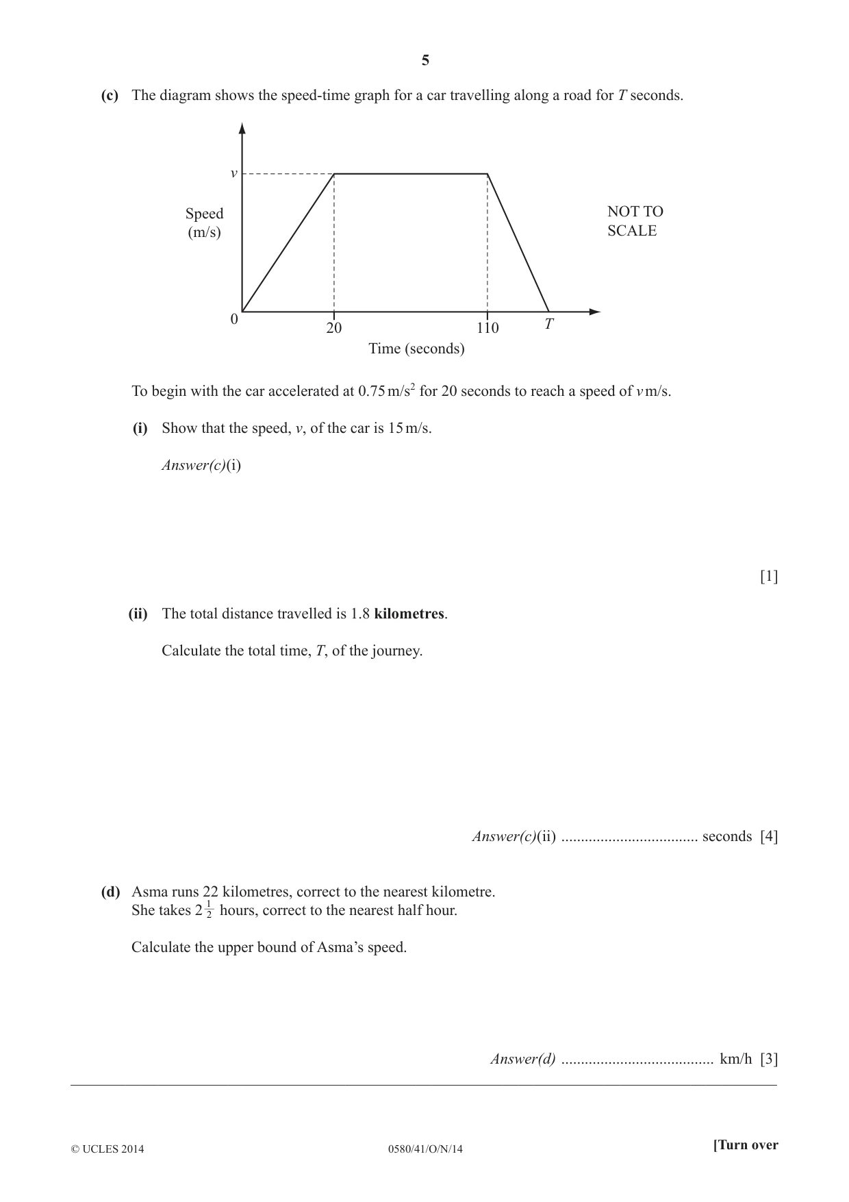 Cambridge IGCSE Mathematics 0580 2014 Oct/Nov Paper 4 · Variant 1 question paper, page 5 of 20