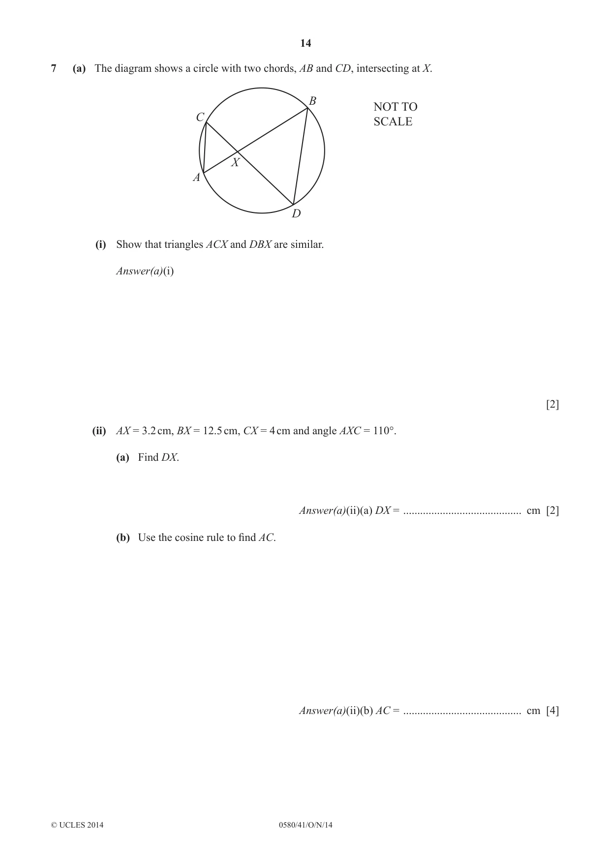 Cambridge IGCSE Mathematics 0580 2014 Oct/Nov Paper 4 · Variant 1 question paper, page 14 of 20