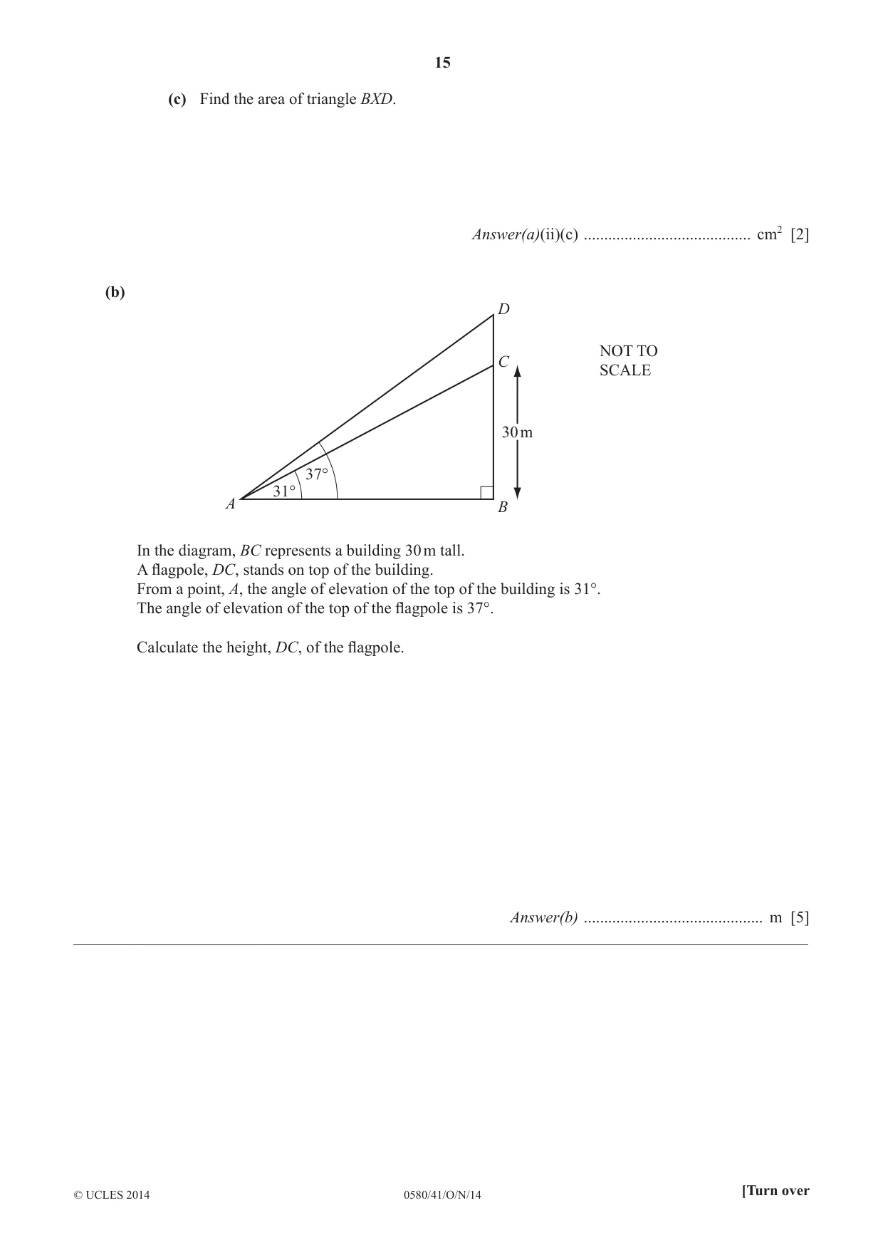 Cambridge IGCSE Mathematics 0580 2014 Oct/Nov Paper 4 · Variant 1 question paper, page 15 of 20