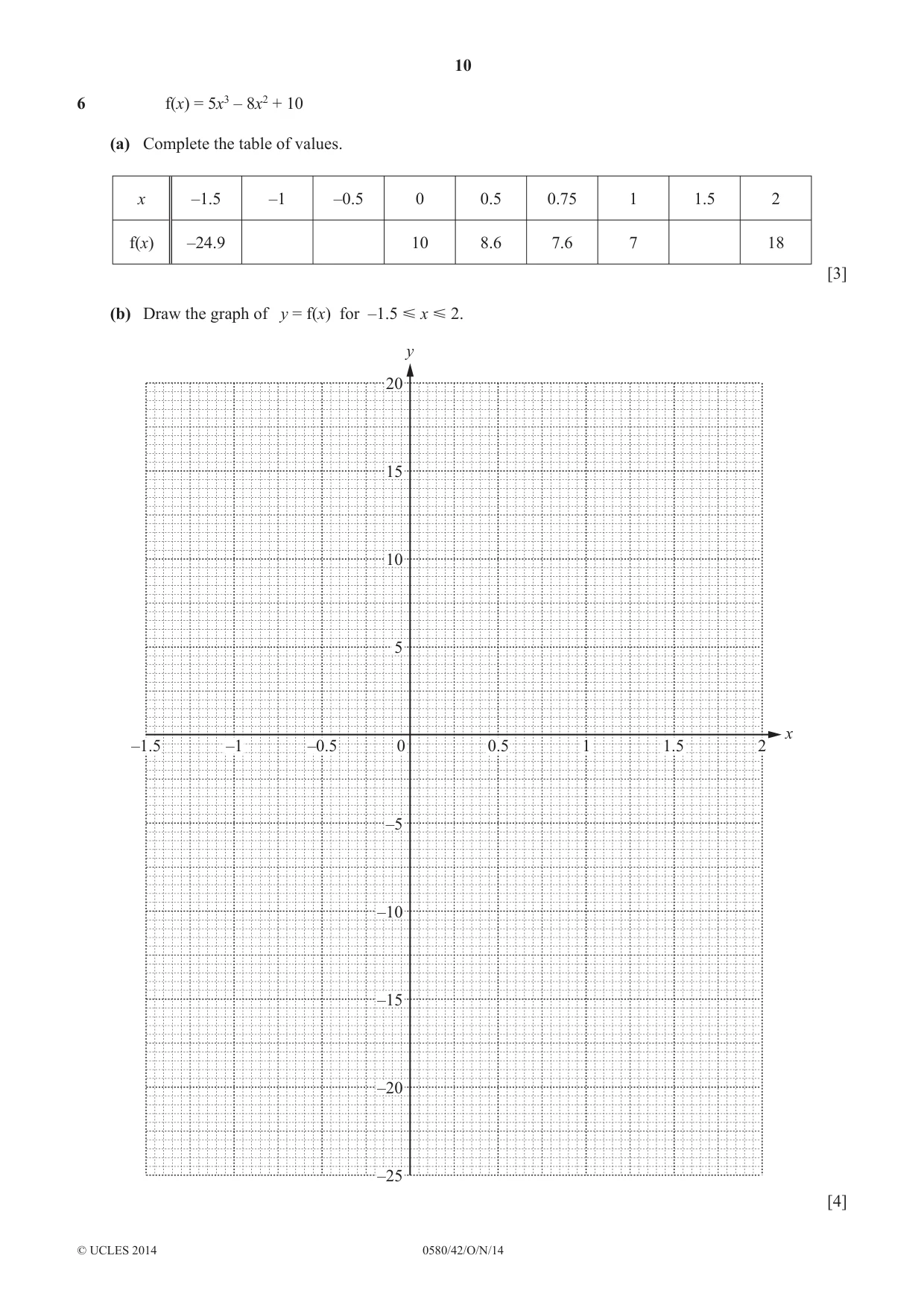 Cambridge IGCSE Mathematics 0580 2014 Oct/Nov Paper 4 · Variant 2 question paper, page 10 of 20