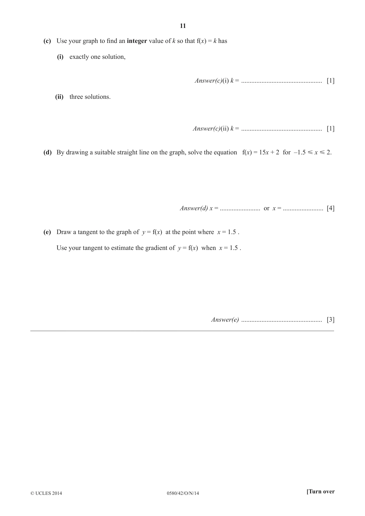 Cambridge IGCSE Mathematics 0580 2014 Oct/Nov Paper 4 · Variant 2 question paper, page 11 of 20
