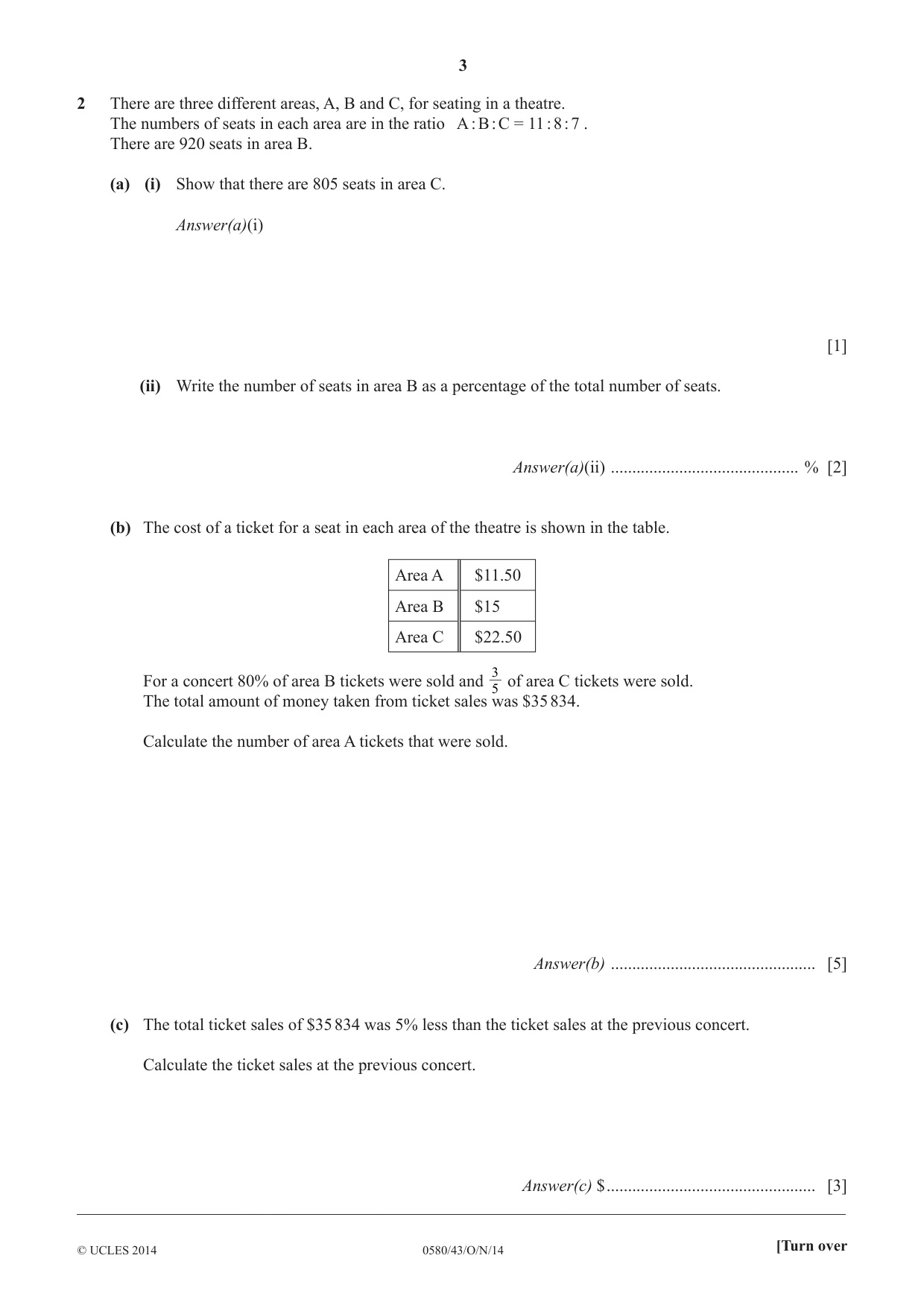 Cambridge IGCSE Mathematics 0580 2014 Oct/Nov Paper 4 · Variant 3 question paper, page 3 of 16