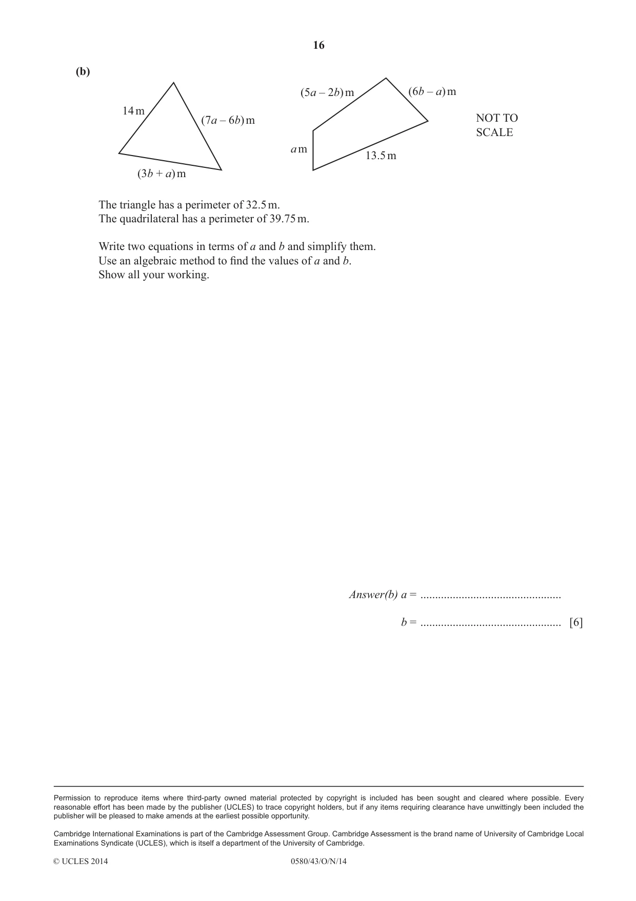 Cambridge IGCSE Mathematics 0580 2014 Oct/Nov Paper 4 · Variant 3 question paper, page 16 of 16