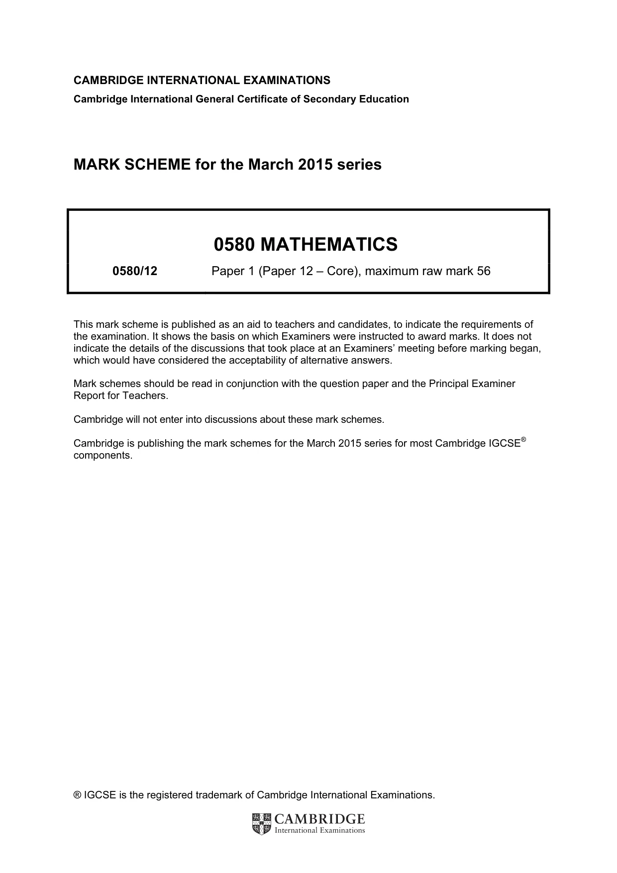 Mark scheme, page 1 of 4