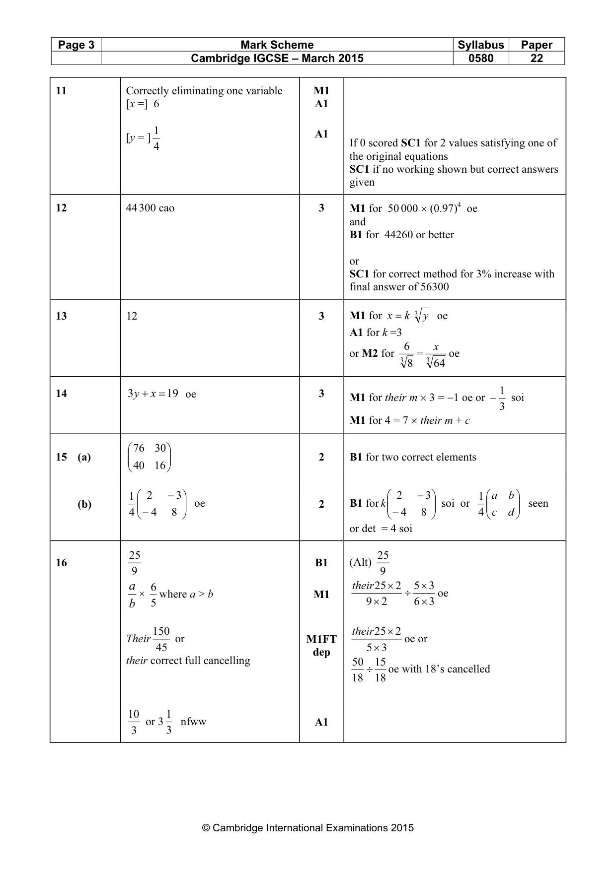 Mark scheme, page 3 of 4