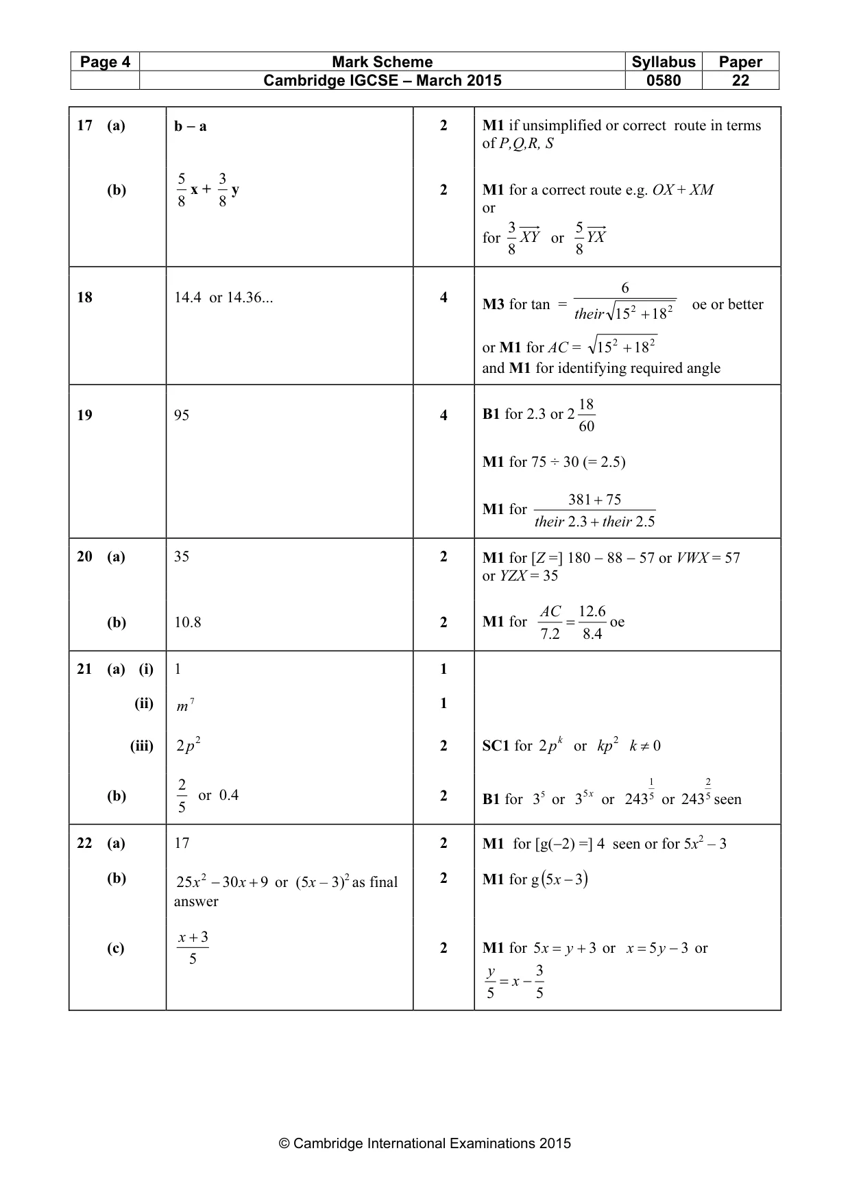 Mark scheme, page 4 of 4