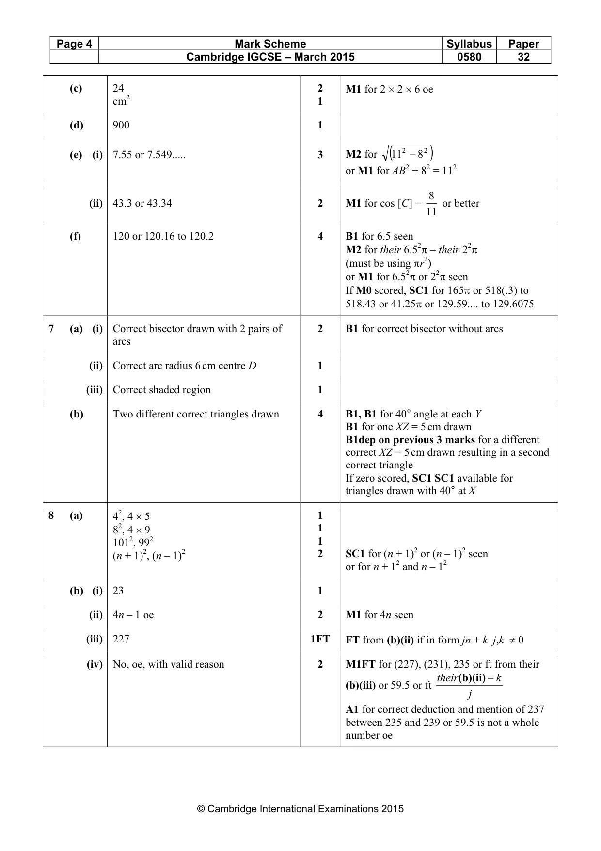 Mark scheme, page 4 of 5