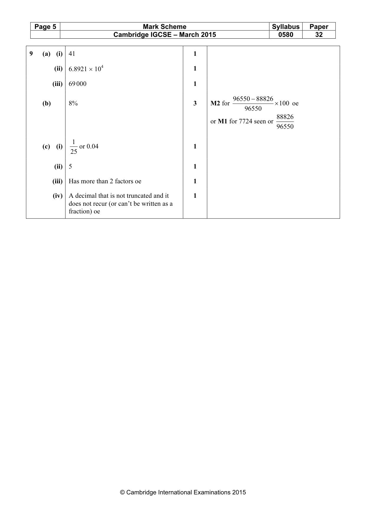 Mark scheme, page 5 of 5