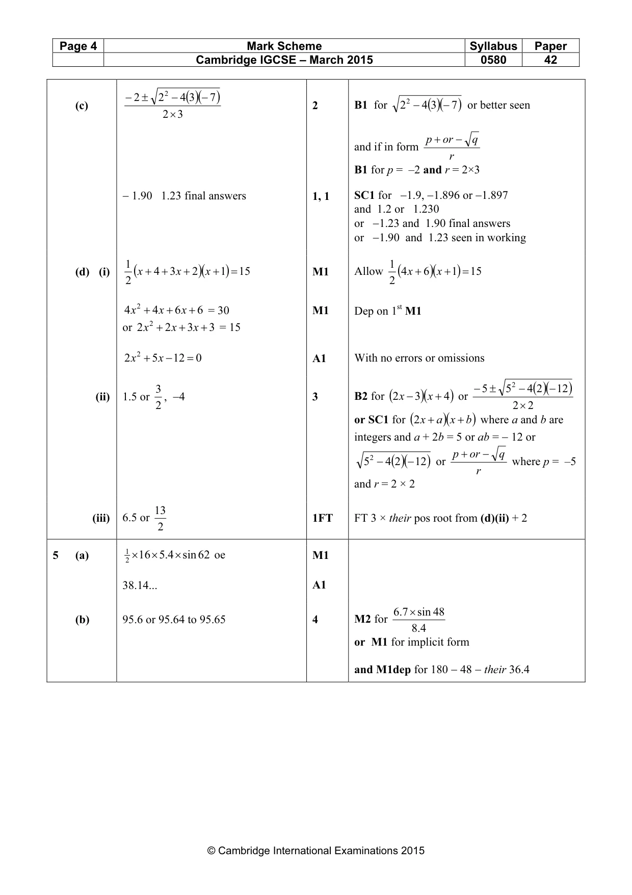 Mark scheme, page 4 of 7