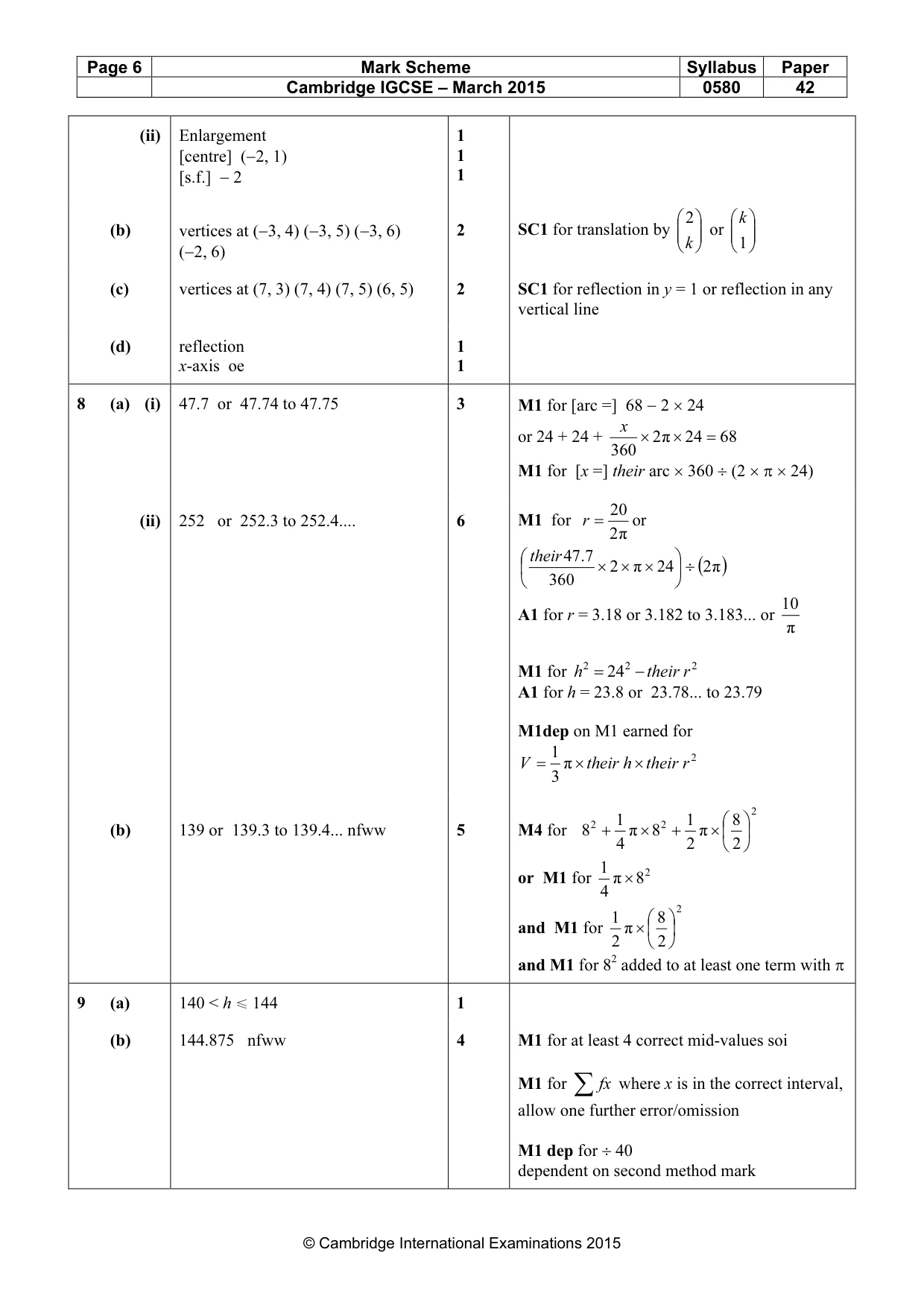 Mark scheme, page 6 of 7