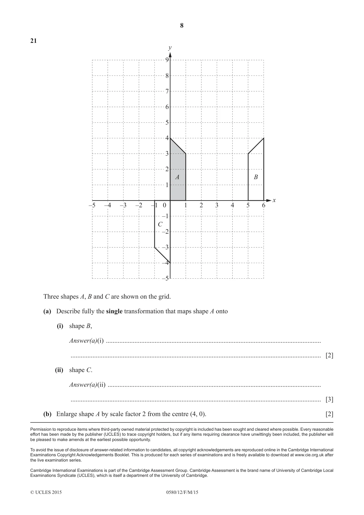 Cambridge IGCSE Mathematics 0580 2015 Feb/March Paper 1 · Variant 2 question paper, page 8 of 8