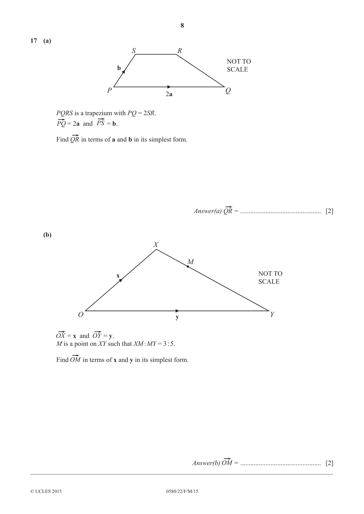 Cambridge IGCSE Mathematics 0580 2015 Feb/March Paper 2 · Variant 2 question paper, page 8 of 12