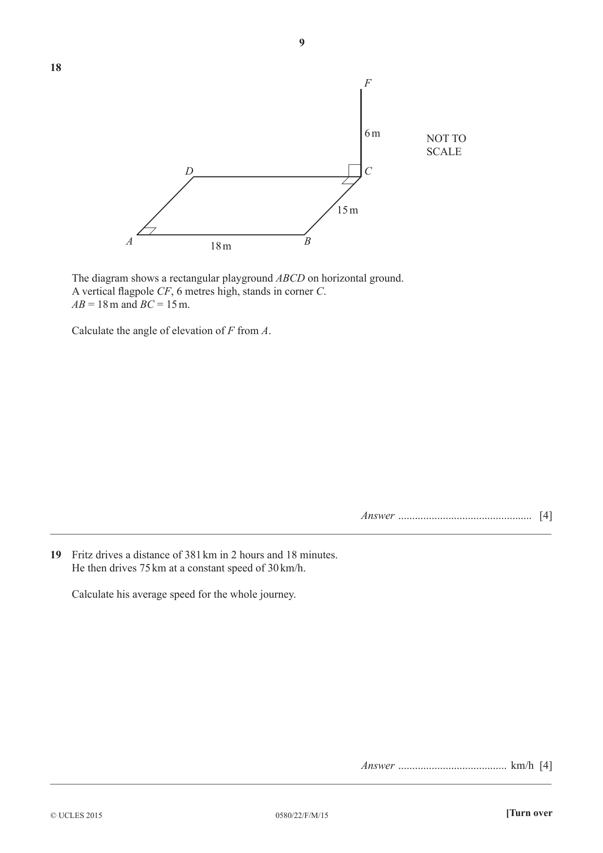 Cambridge IGCSE Mathematics 0580 2015 Feb/March Paper 2 · Variant 2 question paper, page 9 of 12