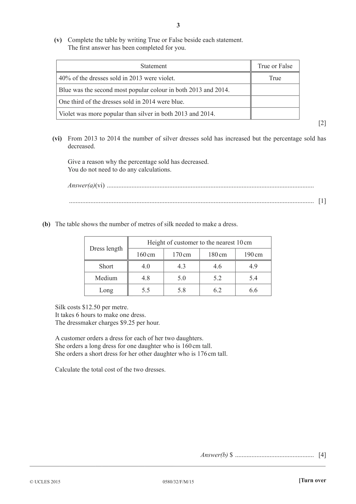 Cambridge IGCSE Mathematics 0580 2015 Feb/March Paper 3 · Variant 2 question paper, page 3 of 16