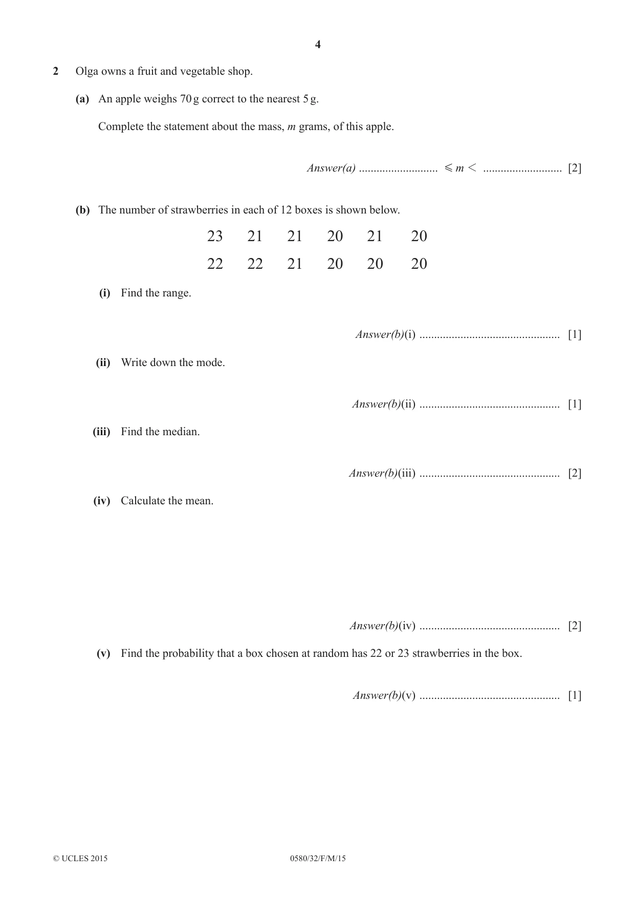 Cambridge IGCSE Mathematics 0580 2015 Feb/March Paper 3 · Variant 2 question paper, page 4 of 16