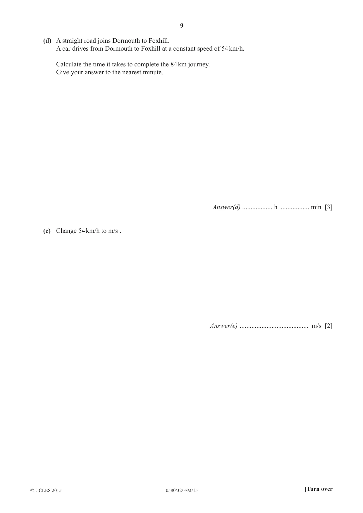 Cambridge IGCSE Mathematics 0580 2015 Feb/March Paper 3 · Variant 2 question paper, page 9 of 16