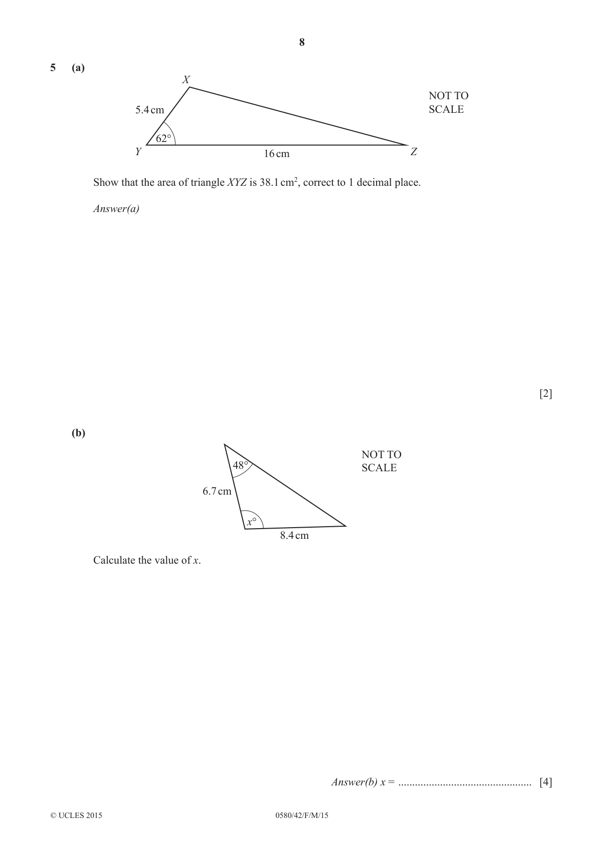 Cambridge IGCSE Mathematics 0580 2015 Feb/March Paper 4 · Variant 2 question paper, page 8 of 16