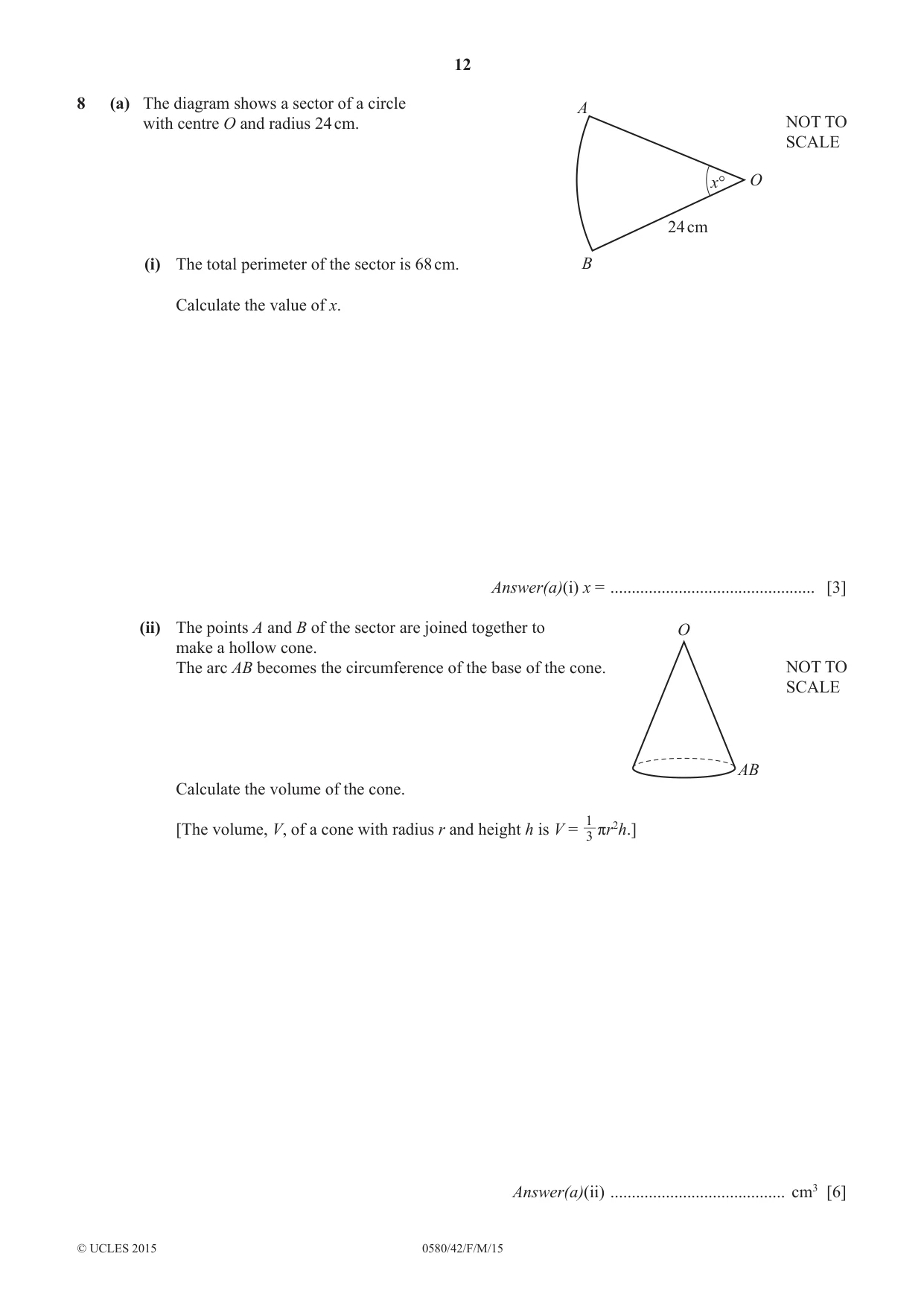 Cambridge IGCSE Mathematics 0580 2015 Feb/March Paper 4 · Variant 2 question paper, page 12 of 16