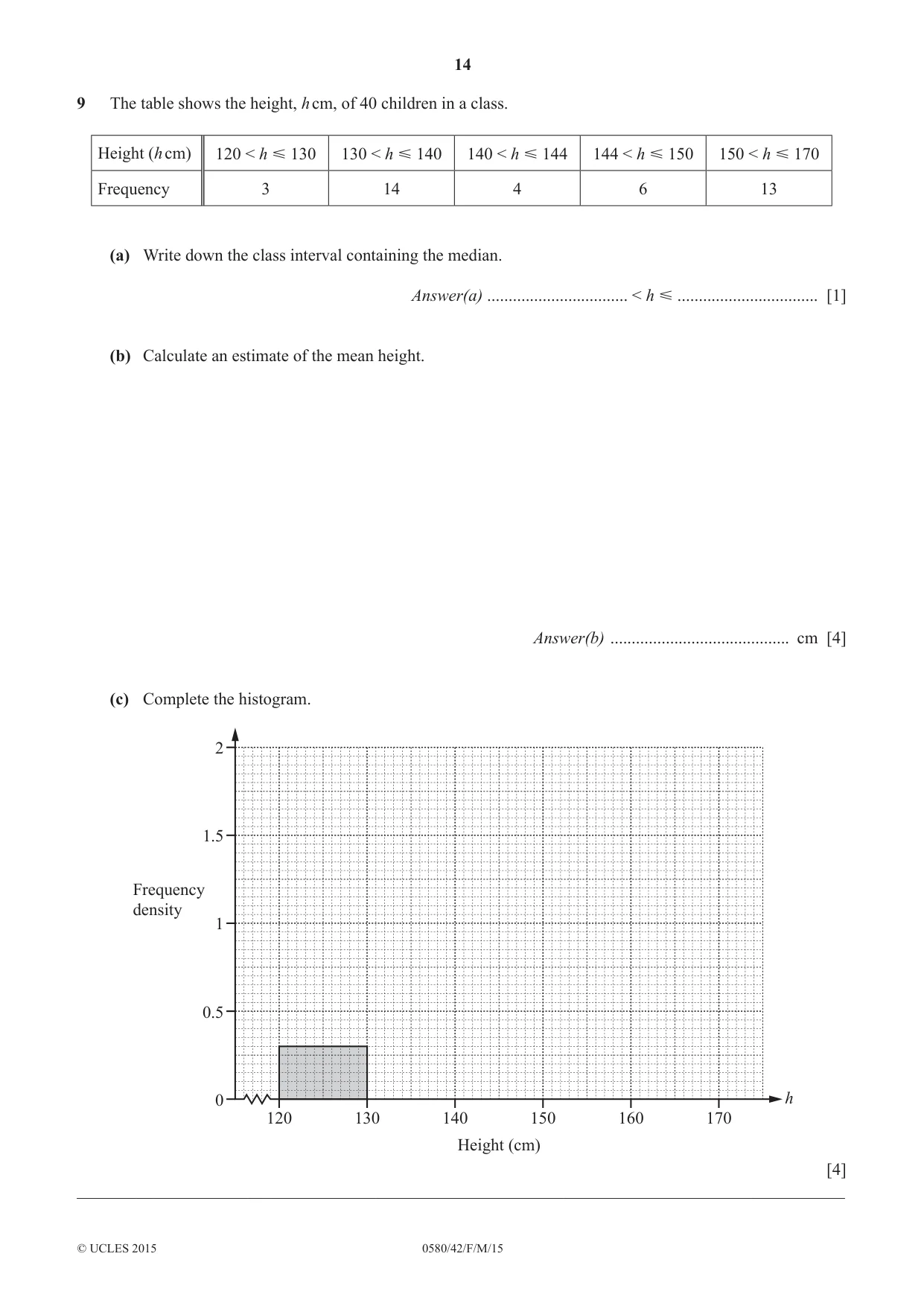 Cambridge IGCSE Mathematics 0580 2015 Feb/March Paper 4 · Variant 2 question paper, page 14 of 16