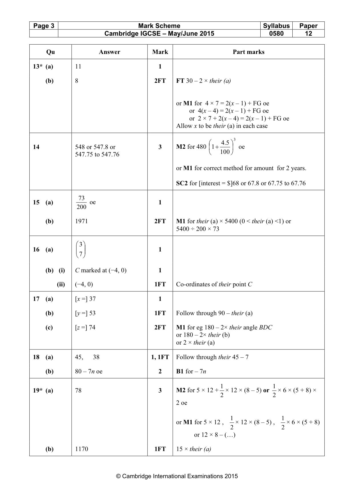 Mark scheme, page 3 of 4