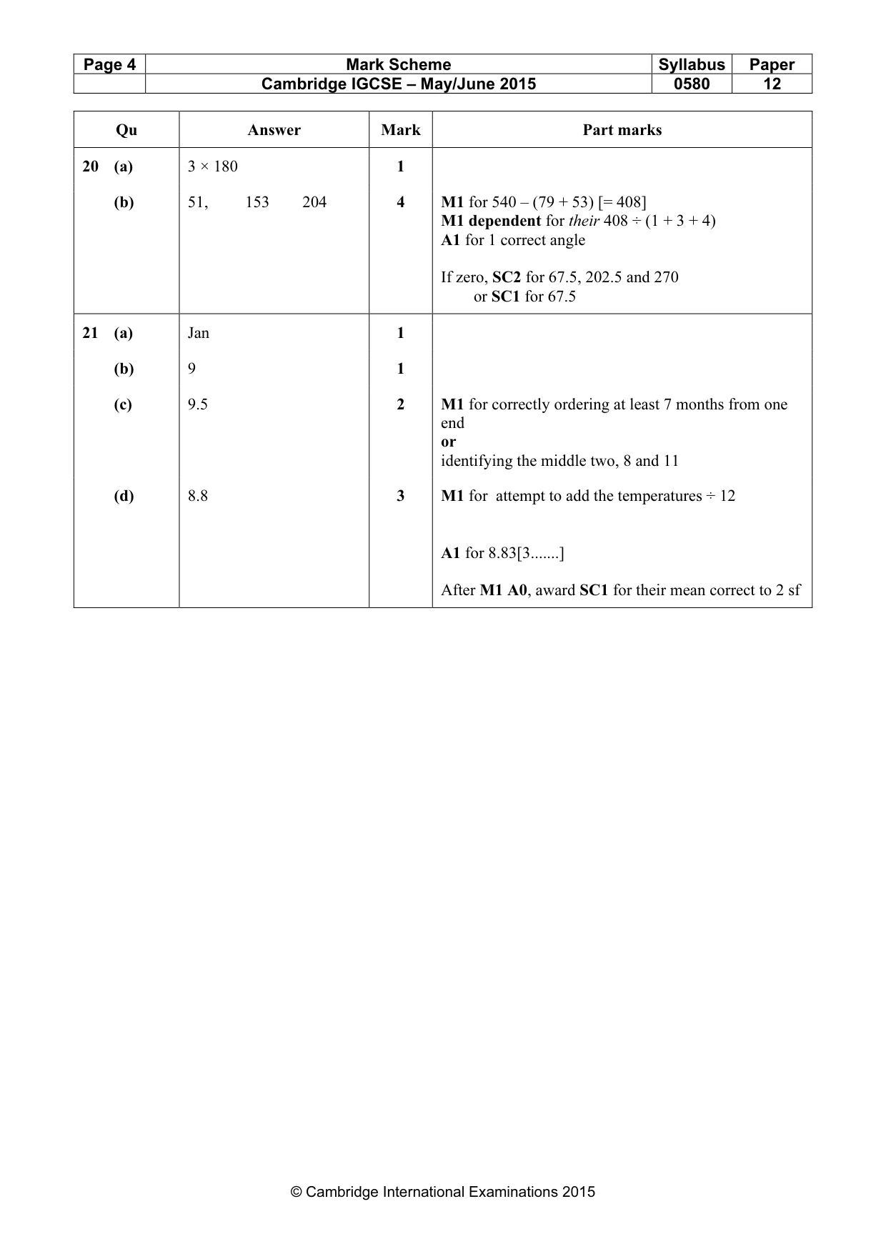 Mark scheme, page 4 of 4