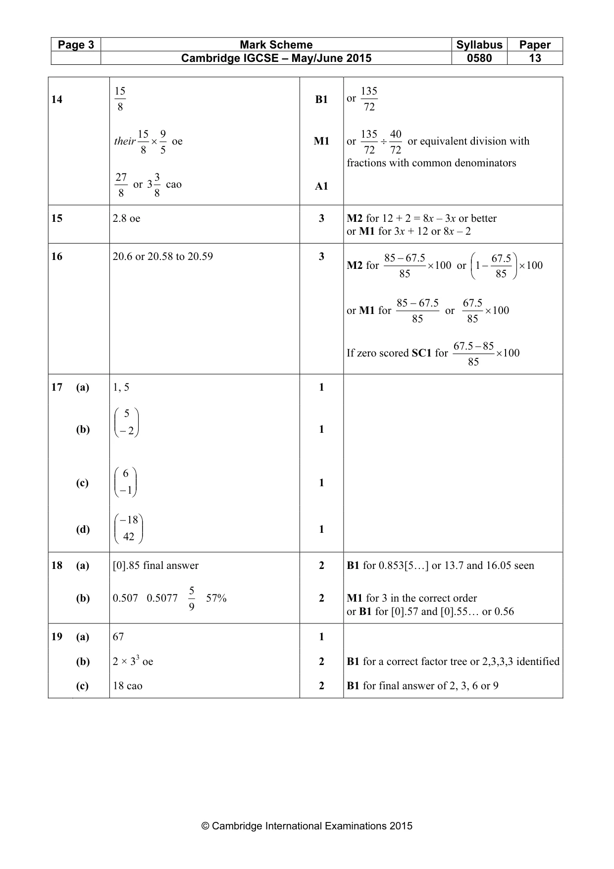 Mark scheme, page 3 of 4
