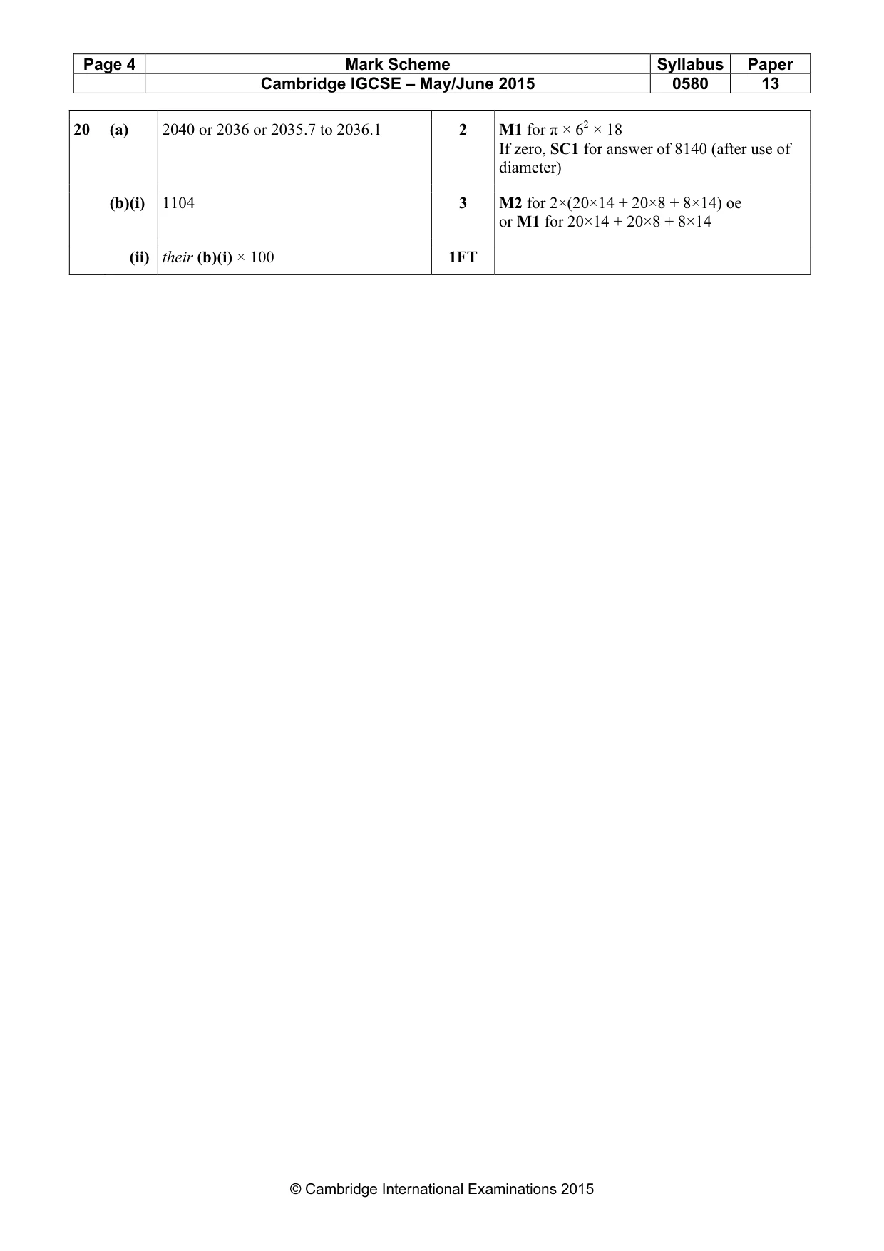 Mark scheme, page 4 of 4