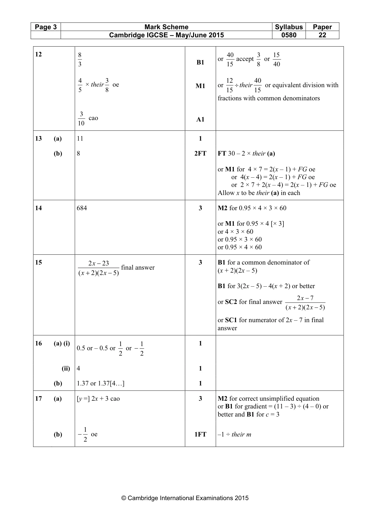 Mark scheme, page 3 of 5