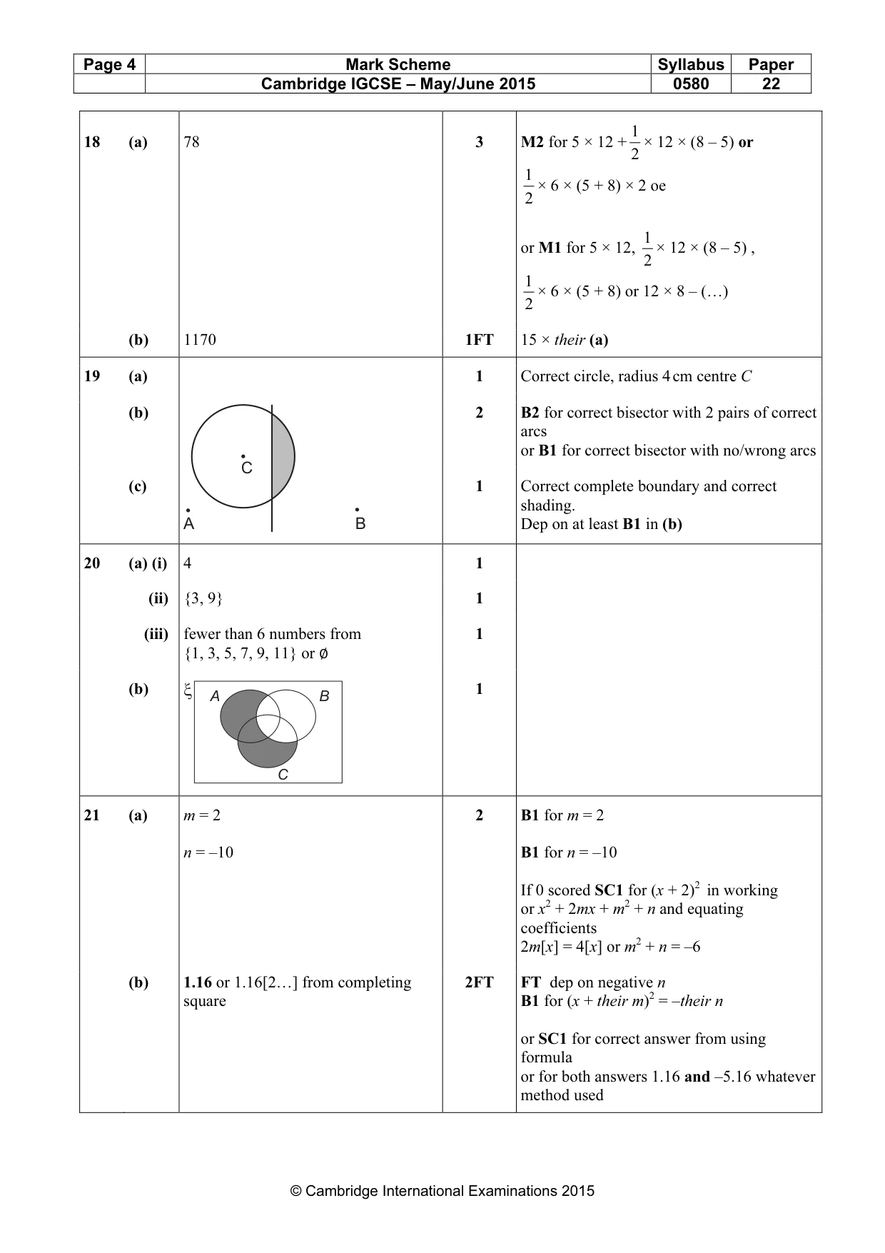 Mark scheme, page 4 of 5