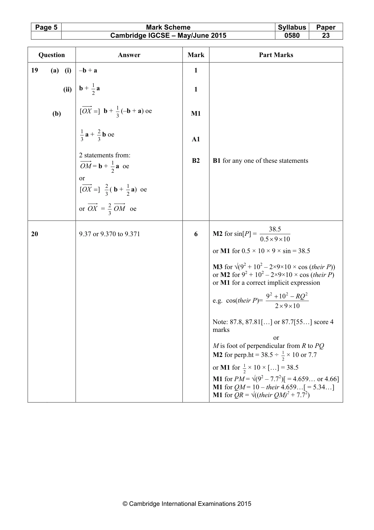 Mark scheme, page 5 of 5