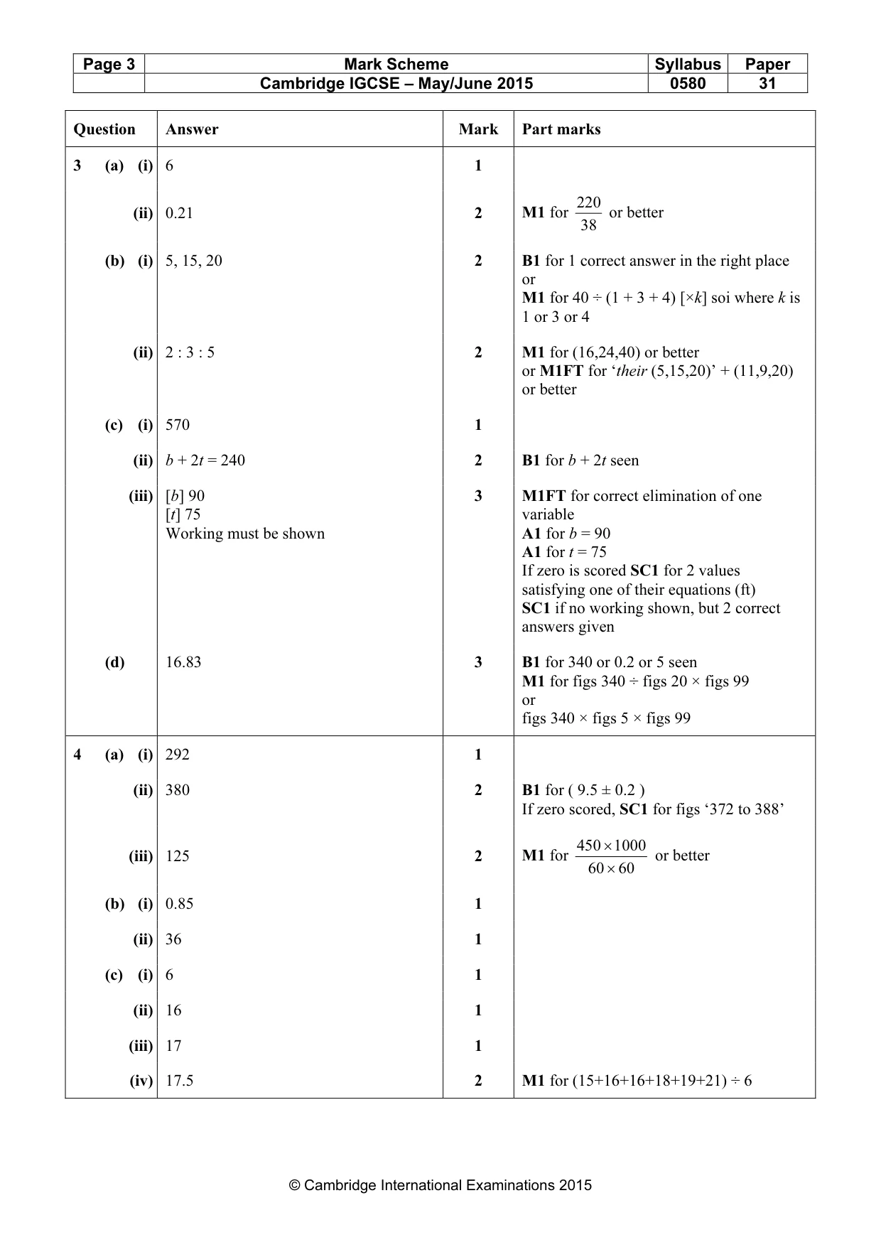 Mark scheme, page 3 of 6