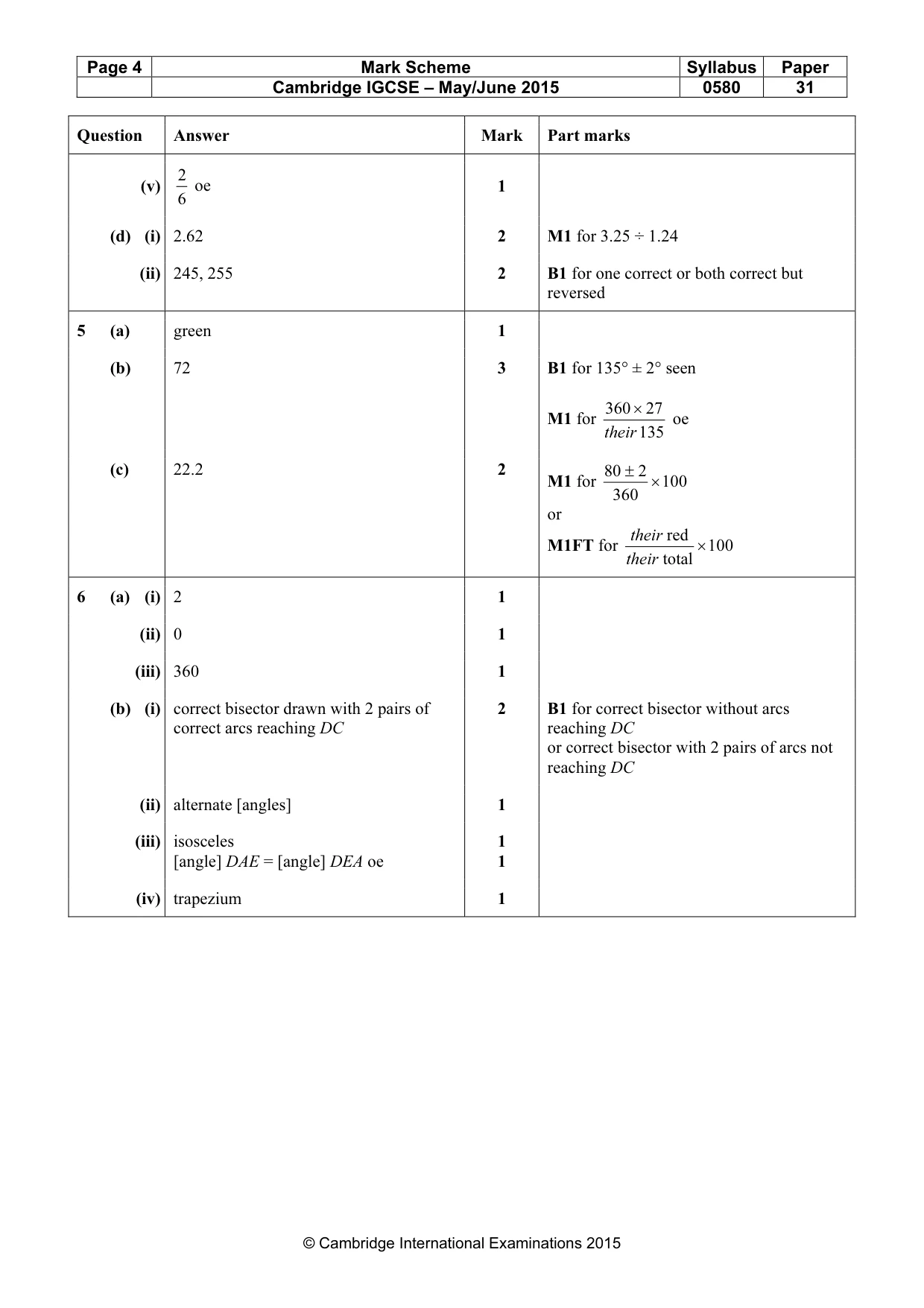 Mark scheme, page 4 of 6