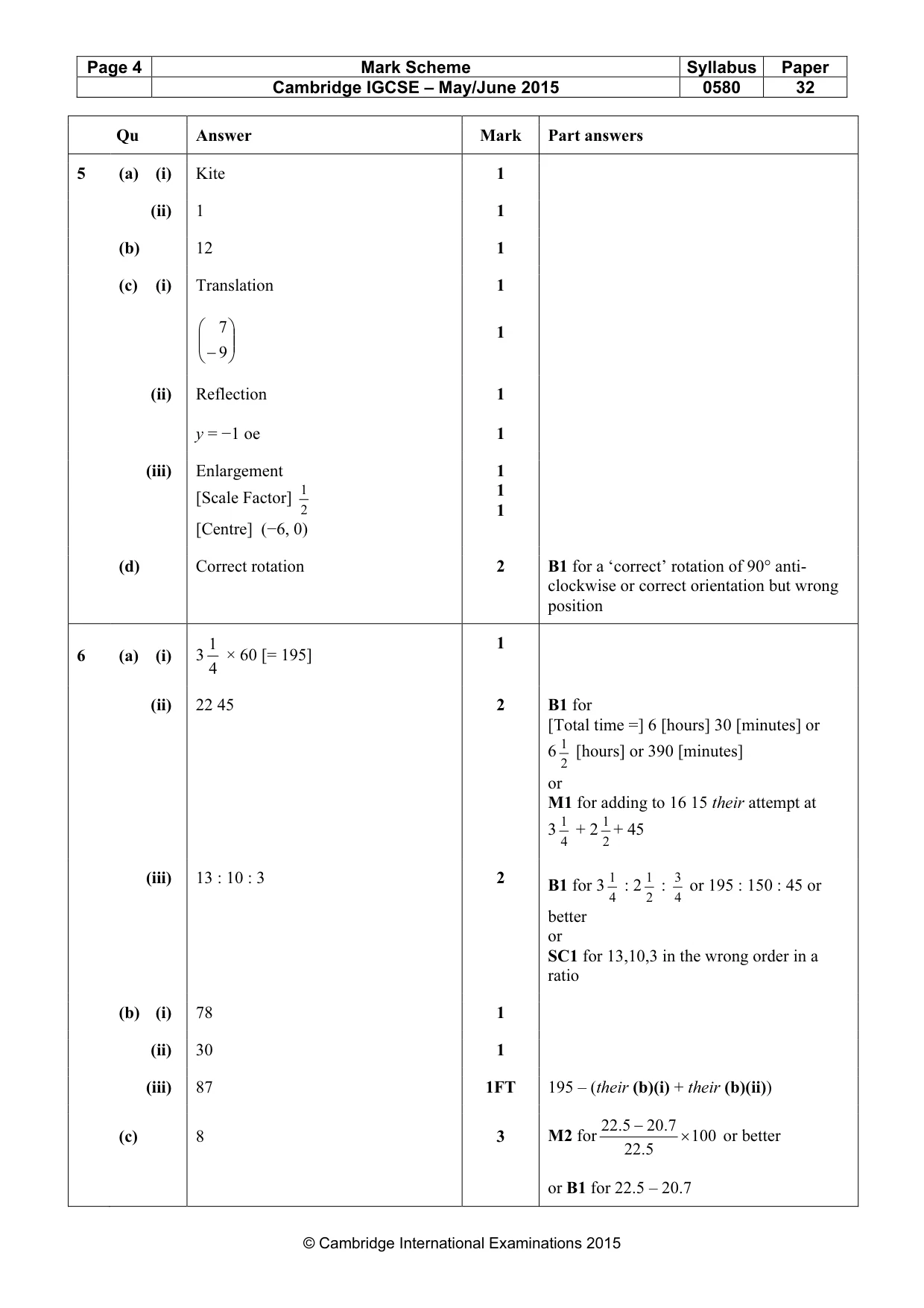 Mark scheme, page 4 of 6