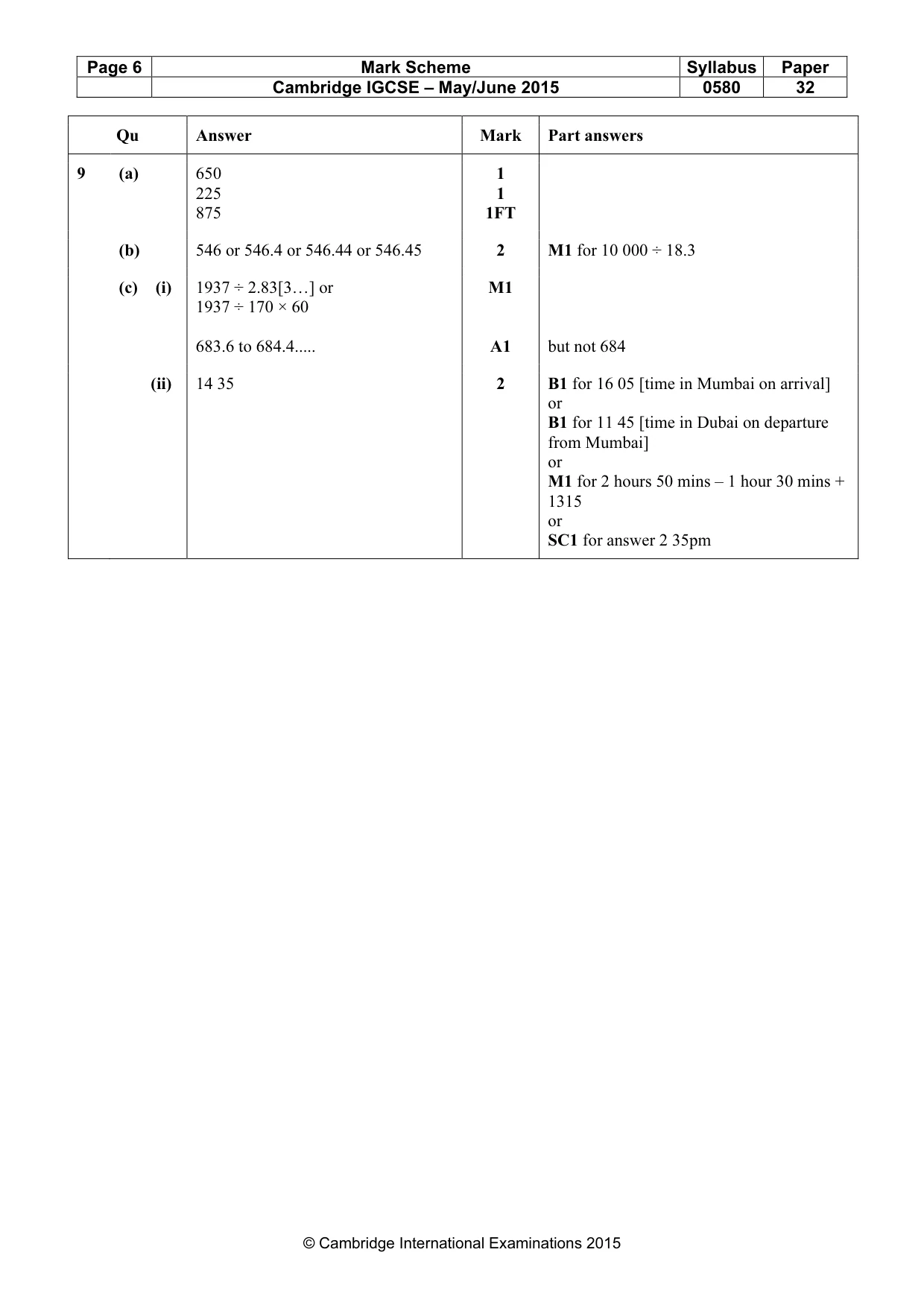Mark scheme, page 6 of 6