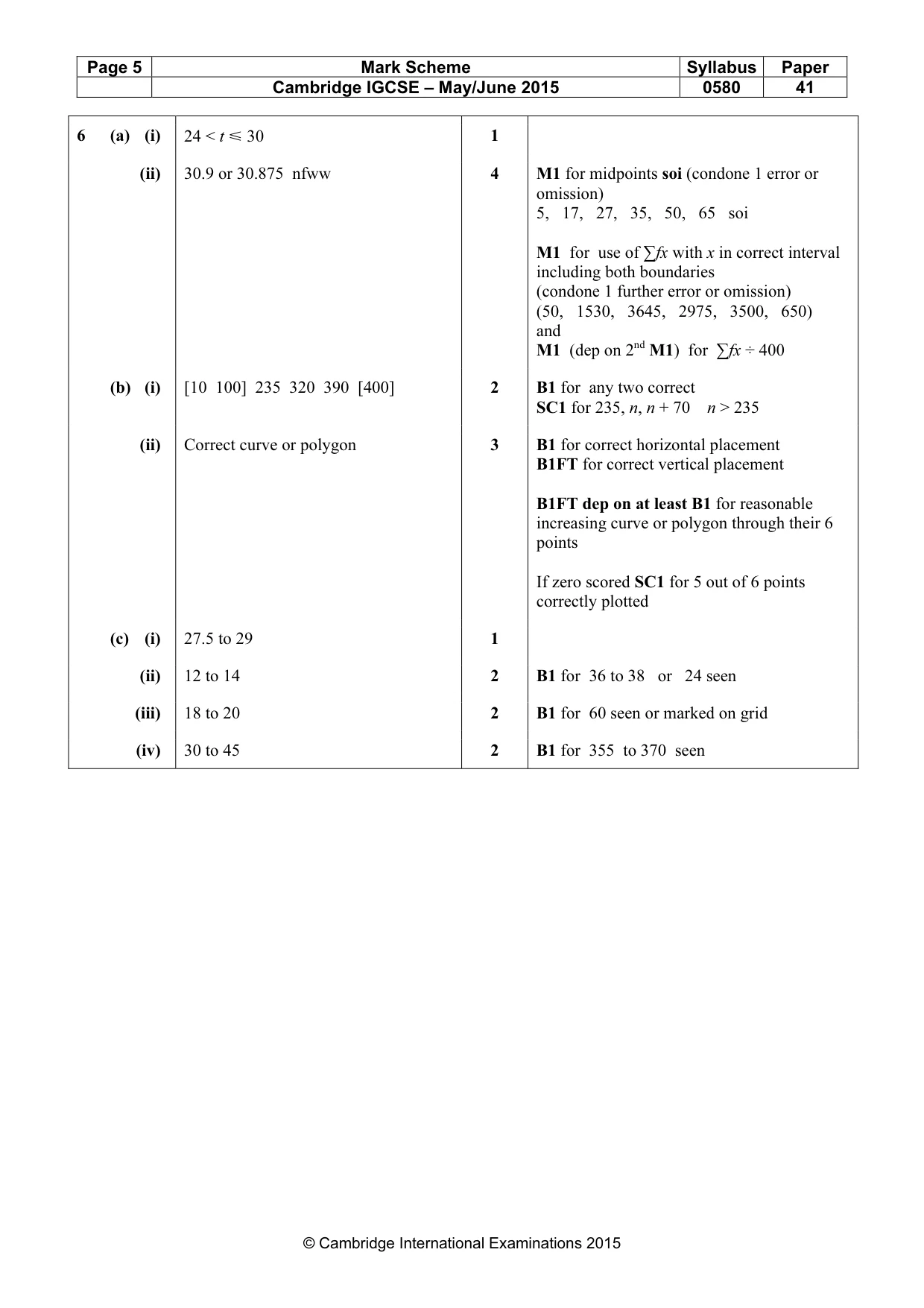 Mark scheme, page 5 of 8