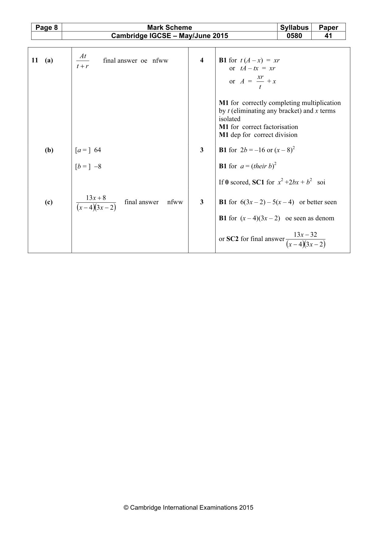 Mark scheme, page 8 of 8