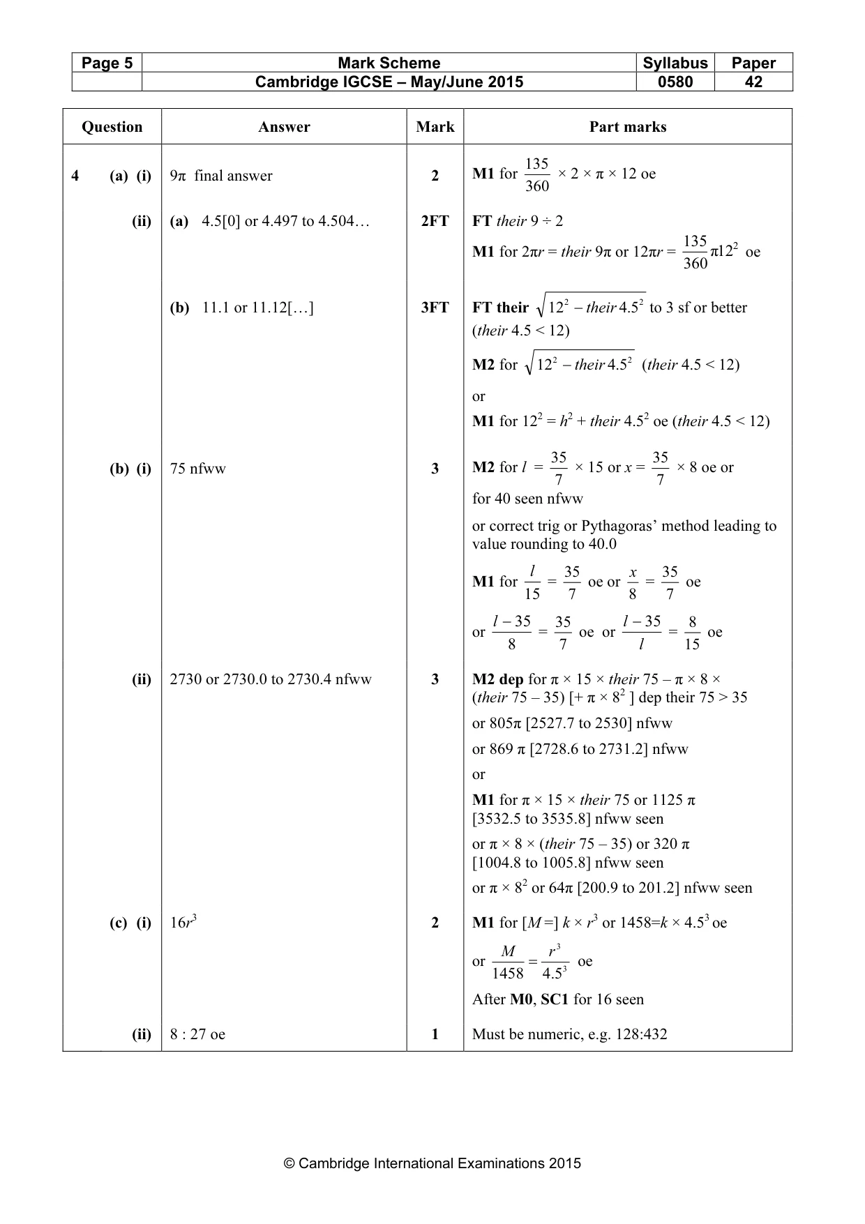 Mark scheme, page 5 of 11