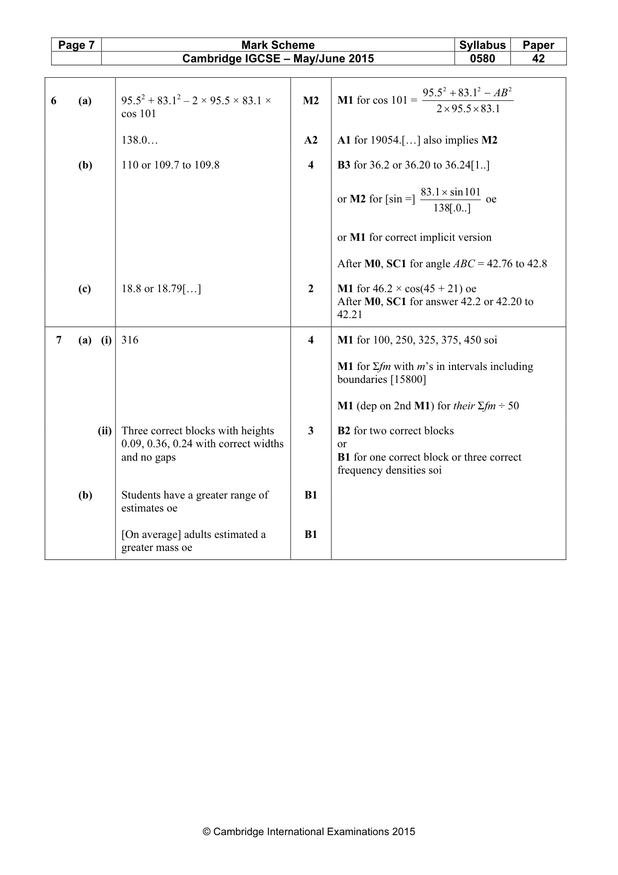 Mark scheme, page 7 of 11