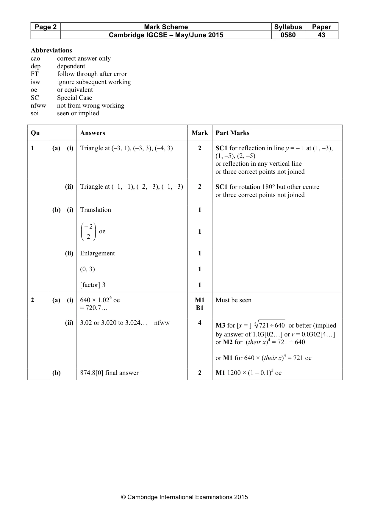 Mark scheme, page 2 of 9