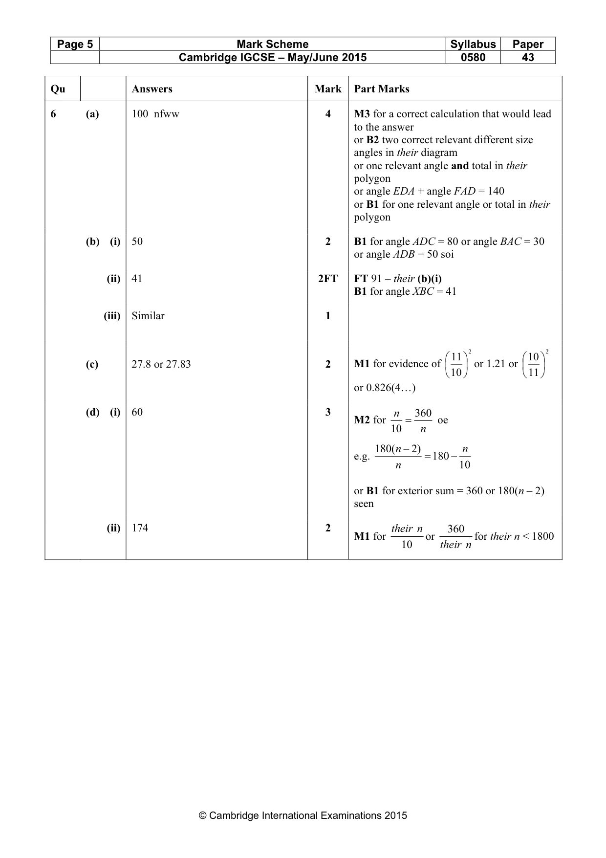 Mark scheme, page 5 of 9