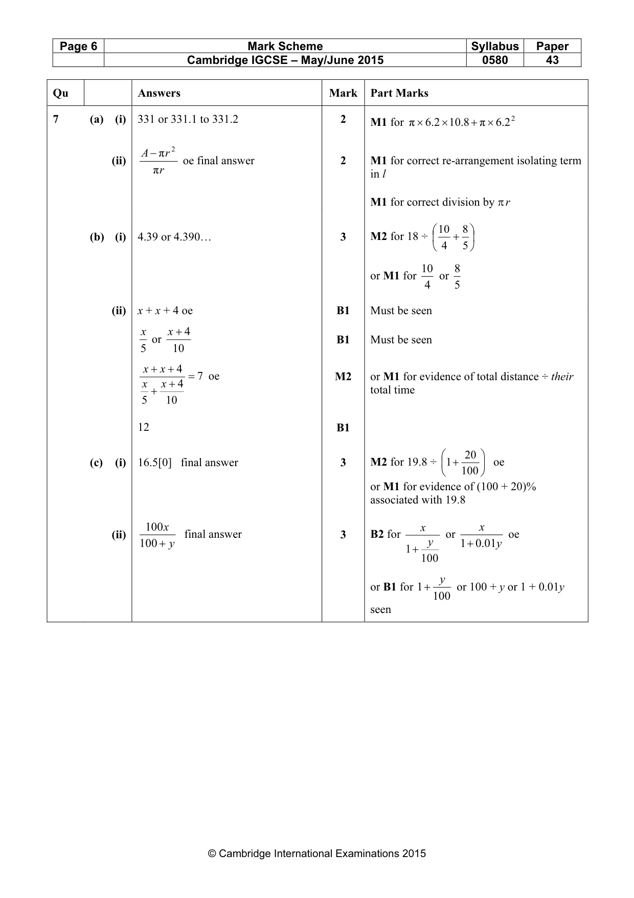 Mark scheme, page 6 of 9