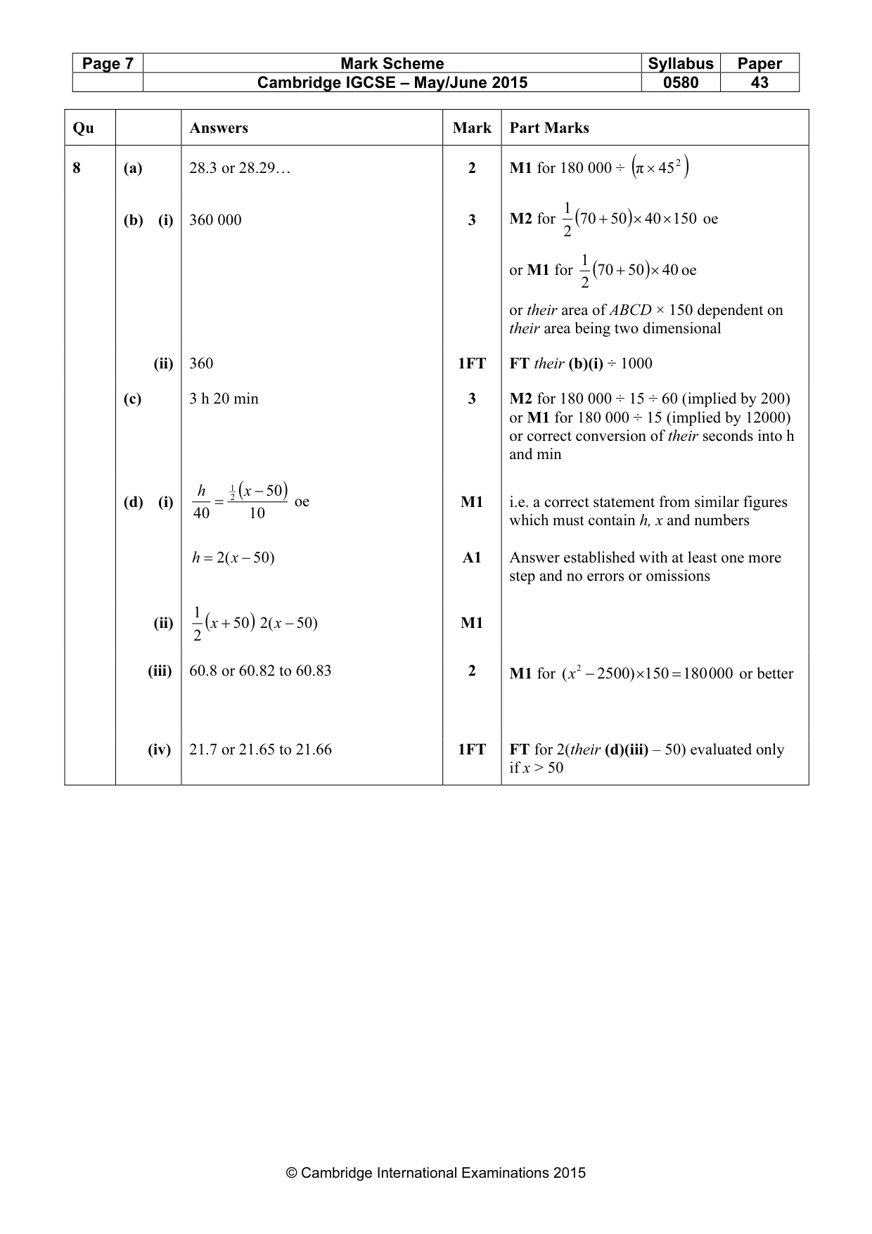 Mark scheme, page 7 of 9
